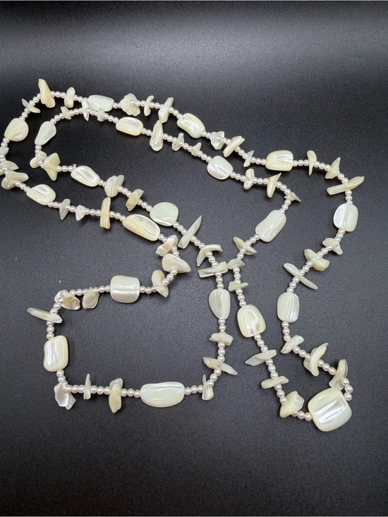 Jewelry - Mother of Pearl Beaded Necklace 48” #C310 MOP shells gorgeous!